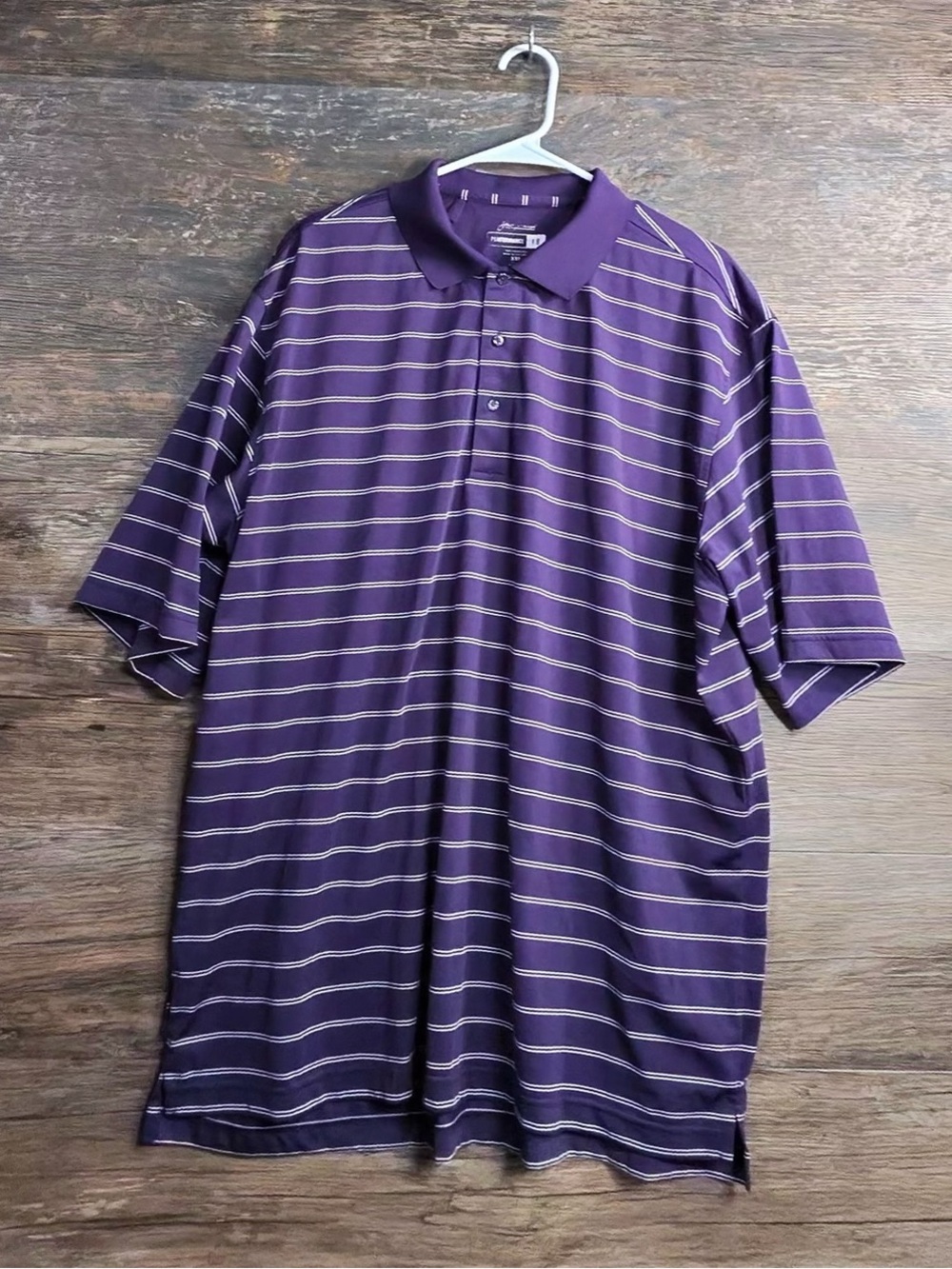 jason maxwell Purple Polo with White Stripe Pattern
